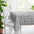 Obrus szyty biało czarny z miękkiej tkaniny z nadrukiem w fantazyjny wzór