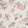 Zasłona biało, różowa zdobiona nadrukiem kwiatów 140x250 cm przelotka AVANI Eurofirany