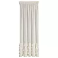 Firana beżowa z etaminy zdobiona falbanami i lśniącym pasem kryształków 140x270 cm taśma CARLI Eurofirany