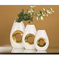 Wazon ceramiczny MIRA biały ze złotym otworem Eurofirany