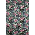 Tkanina zasłonowa zaciemniająca typu dimout z motywem egzotycznych liści i storczyków Eurofirany