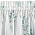 Dekoracja okienna biało, zielona z lekkiej etaminy z nadrukiem gałązek 140x270 cm taśma CLARISSA Design 91 Eurofirany