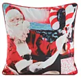 Poszewka na poduszkę 45x45 cm welwetowa zdobiona uroczym motywem świątecznym czerwono, biała Eurofirany