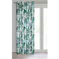 Zasłona biało, zielona w liście 140x250 cm przelotka ADELINE Eurofirany