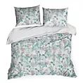 Pościel 220x200 cm bawełniana kolor biały, miętowy wzór roślinny ELLA15 Ella Line Eurofirany