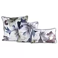 Poszewka na poduszkędwustronna 60x60 cm welwetowa z motywem roślinnym z wypustką na brzegach biało, fioletowa SOFIA EUROFIRANY PREMIUM