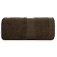 Ręcznik do rąk 30x50 cm bawełniany kolor ciemnobrązowy z bordiurą w paseczki 500 g/m2 BARI Eurofirany