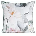 Poszewka na poduszkę dwustronna 60x60 cm welwetowa z motywem roślinnym z wypustką na brzegach biało, zielona JULIET EUROFIRANY PREMIUM