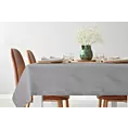 Obrus srebrny 145x350 cm z tkaniny przypominającej płótno STELLA 2 z podwójną listwą na brzegach