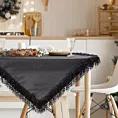 Bieżnik na stół czarny 85x85 cm JASPER zdobiony puszystymi frędzlami EUROFIRANY PREMIUM