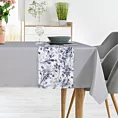 Komplet obrus z bieżnikiem jasnoszaro, biały 140x220/33x220 cm ANITA 3 zdobiony subtelnym wzorem roślinnym