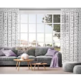 Dekoracja okienna biało, fioletowa z lekkiej półtransparentnej etaminy z nadrukiem kwiatowym 140x270 cm taśma DINA Eurofirany