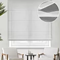 Roleta rzymska biała z matowej etaminy, wykończonej obciążnikiem