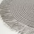 Podkładka okrągła na stół szara średnica 38 cm BOHO 1 pleciona z frędzlami