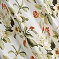 Zasłona biało, oliwkowa w kwiaty z tkaniny welwetowej 140x250 cm przelotka ALEA Eurofirany