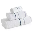 Ręcznik kąpielwoy 50x90 cm bawełniany kolor biały z welwetową bordiurą i kontrastującymi paseczkami 500 g/m2 NEL Eurofirany