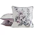 Poszewka na poduszkę 45x45 cm welwetowa, dwustronna z motywem kwiatów z wypustką na brzegach kremowo, fioletowa EUROFIRANY PREMIUM