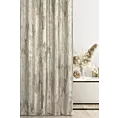 Zasłona szyta na flexach kremowo srebrzysta z welwetowej tkaniny z błyszczącym nadrukiem