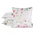 Poszewka na poduszkę 45x45 cm welwetowa z nadrukiem pastelowych kwiatów i ozdobną kontrastującą wypustką biało, różowa VELVET 148 EUROFIRANY PREMIUM