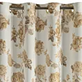 Zasłona biało beżowa zdobiona nadrukiem róż 140x250 cm złote przelotki - AVANI Eurofirany