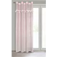 Firana różowa z etaminy zdobiona taśmą dekoracyjną z trójwymiarowymi księżycami 140x250 cm przelotka MOON Eurofirany