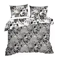 Pościel 220x200 cm bawełniana kolor popielaty, biały dwustronna z wzorem kwiatowym NIKA 54 Eurofirany