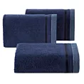 Ręcznik kąpielowy 50x90 cm bawełniany kolor granatowy z bordiurą w paski 500 g/m2 ABBIE Eurofirany
