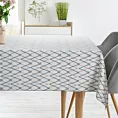 Obrus naturalno, ciemnoturkusowy 160x260 cm INES z nadrukowanym motywem geometrycznym