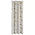 Zasłona biało, beżowa z tkaniny zaciemniającej zdobiona nadrukiem kwiatów 140x250 cm przelotki - NELIA Eurofirany