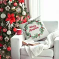Poszewka na poduszkę świąteczna 45x45 cm  welwetowa biało, zielona  zdobiona haftem Eurofirany