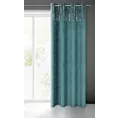 Zasłona turkusowa z pasem srebrnego nadruku, welwetowa 140x250 cm przelotka LINDI Eurofirany