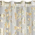 Firana biało, szampańska z etaminy zdobiona nadrukiem roślinnym 140x250 cm przelotki - DELIA Eurofirany