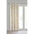 Zasłona kremowo, złota zdobiona błyszczącym motywem egzotycznych liści 140x250 cm przelotki - ZARIA - Eurofirany