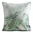 Poszewka na poduszkę 45x45 cm welwetowa zdobiona egzotycznym nadrukiem zielono, srebrna VELVET 194 EUROFIRANY PREMIUM