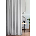 Zasłona szyta na flexach JULIETT popielata z eleganckiej połyskującej tkaniny przetykanej lureksową nicią