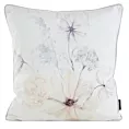 Poszewka na poduszkę 45x45 cm welwetowa, dwustronna z motywem kwiatów z wypustką na brzegach kremowo, beżowa VELVET 127 EUROFIRANY PREMIUM