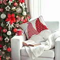 Poszewka na poduszkę świąteczna 45x45 cm biało, czerwona z uroczą aplikacją skrzatów Eurofirany