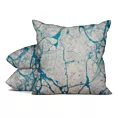 Poszewka szyta turkusowa z gładkiej tkaniny żakardowej z efektem marmuru