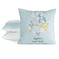 Poszewka na poduszkę 45x45 cm z weluru zdobiona nadrukiem drobnych kwiatuszków niebiesko, żółta WIOSNA 11 Eurofirany