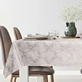 Obrus jasnosrebrny 160x260 cm INES z motywem kwiatów przetykany srebrną nicią
