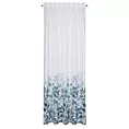 Zasłona biało, turkusowa ze wzorem kwiatowym 140x270 taśma/szelki FIONA Eurofirany