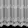Tkanina firanowa typu aden zdobiona roślinnym haftem oraz dwoma pasami gipiury Eurofirany