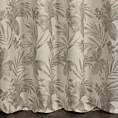 Zasłona szyta na tunelu naturalno beżowa z żakardowej tkaniny z dodatkiem bawełny zdobiona botanicznym wzorem ze srebrną nicią