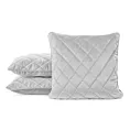 Poszewka na poduszkę 45x45 cm welwetowa pikowana we wzór karo z ozdobną wypustką na brzegach srebrna VELVET 27 EUROFIRANY PREMIUM