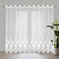 Firana biała z drobnej siateczki zdobiona haftowanymi kwiatami 350x250 cm przelotka NATALI Eurofirany