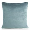 Poszewka na poduszkę 60x60 cm welwetowa o delikatnym połysku z ozdobną lamówką niebieska GAJA 2 Eurofirany