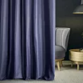 Zasłona szyta na flexach LUXOR granatowa z eleganckiej lśniącej tkaniny o drobnym splocie