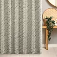Zasłona szyta na tunelu beżowo zielona z tkaniny bawełnianej o naturalnym wyglądzie drukowanej w drobny botaniczny wzór