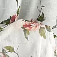 Zasłona biało, różowa z etaminy zdobiona nadrukiem pnących kwiatów 135x250 cm przelotki - RUTH Eurofirany