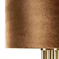 Lampa stojąca brązowo, złota PERI o minimalistycznej podstawie i welwetowym abażurem Eurofirany